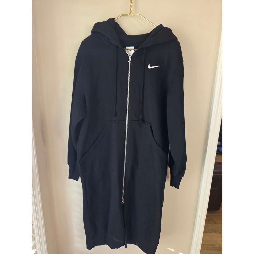 Nike Womens Oversized Full Zip Hoodie Dress Medium Black Athleisure DQ5745-010